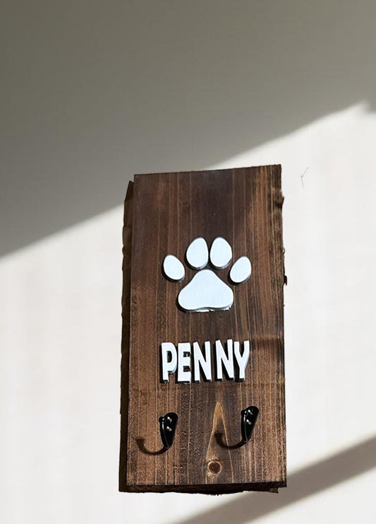 Wall Mount Dog Print Leash Hanger